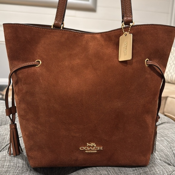 Coach Andy Suede Tassel Tote Bag RARE - Picture 2 of 16